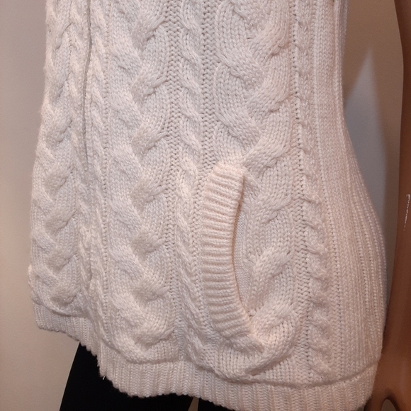 💠EIVISSA Reversible Faux Fur Vest Cable Ribbed Knit Zip Front Winter Sweater - Picture 7 of 15